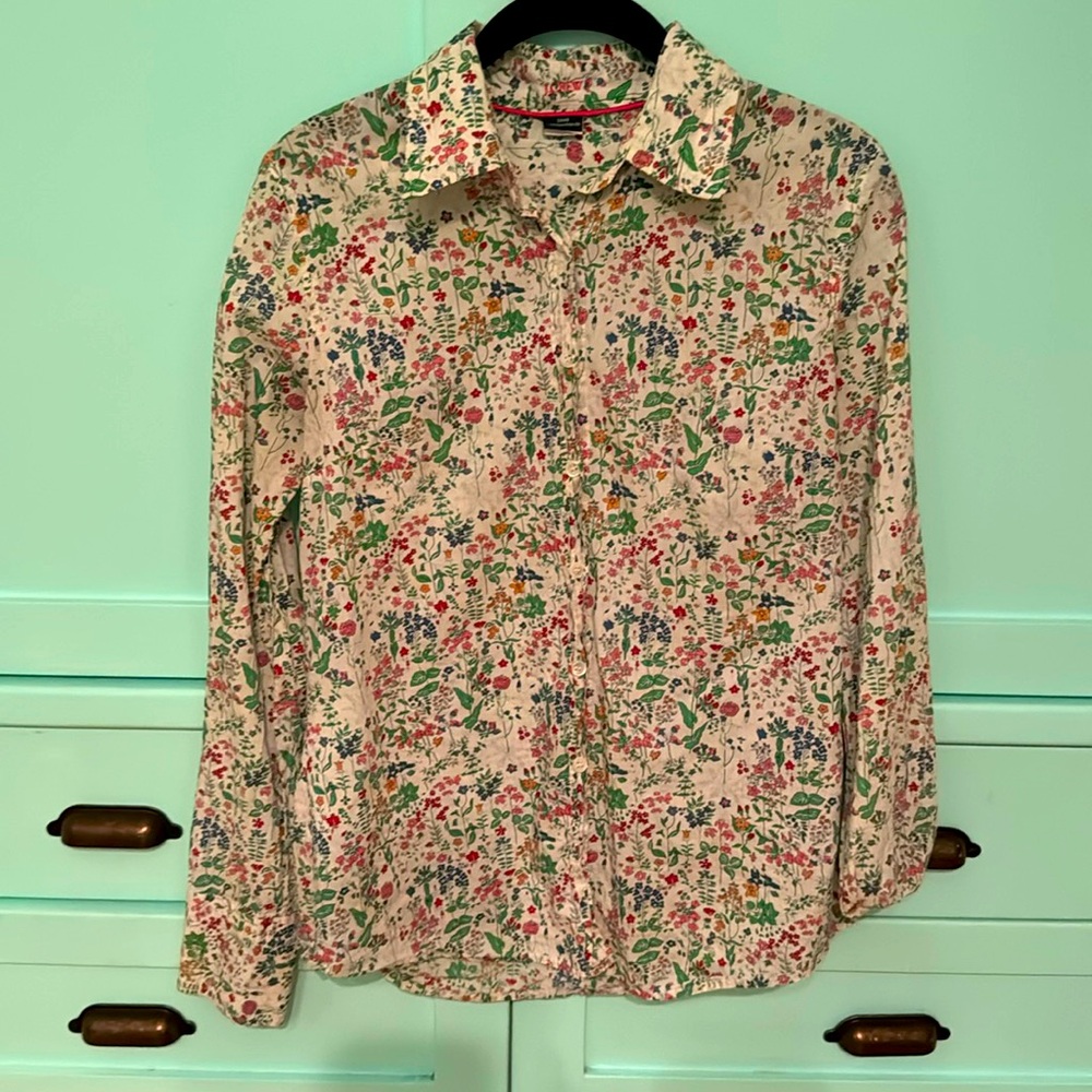 J Crew Floral Slim Fit Blouse size small